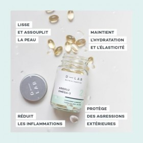 D-LAB Absolu Oméga-3 | 1 Mois de Complément Alimentaire | Favorise la Souplesse et lÉlasticité de la Peau, Réduit les Inflam