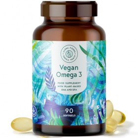 Omega 3 Vegan, Huile de Poissons Sauvages, Haute Concentration. Omega 3 DHA EPA, 90 capsules - Complément Alimentaire, Soutie