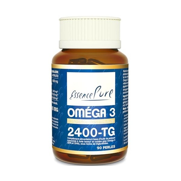 Omega 3 Essence Pure - 90 Gélules | EPA 600mg & DHA 400mg | Absorption Maximale | Forme Triglycérides | Soutien Cœur, Cerveau