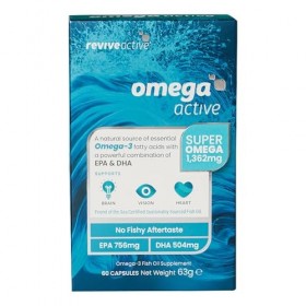 Complément Revive Active Omega Active - Huile de poisson oméga-3 avec EPA et DHA, sans arrière-goût de poisson - Acides gras 