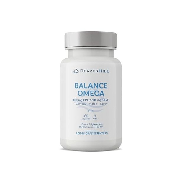 Balance Omega | Oméga-3 Haute concentration | 60 capsules pour 1 mois | BEAVERHILL | Haute concentration en EPA 800 mg et DHA