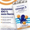Arctic Blue Oméga-3 Gummies Enfants & Adultes — 250 mg de DHA + 70 mg d’EPA + 10 µg de Vitamine D3 par Gummy — Sans Sucre, Sa