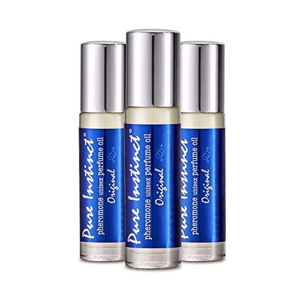 Pure Instinct Roll-On 3-Pack - The Original Pheromone Infused Essential Oil Perfume Cologne - Unisex Attracts Men and Women