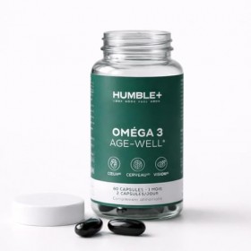 HUMBLE+ oméga-3 age-well - epa & dha concentrés - huiles marines purifiées poisson & krill – soutien cœur, cerveau et vision 