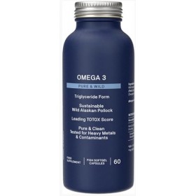 Natroceutics Oméga 3 Pur & Sauvage 60 Capsules Molles| Forme triglycéride| Fabriqué à partir de goberge sauvage dAlaska dura