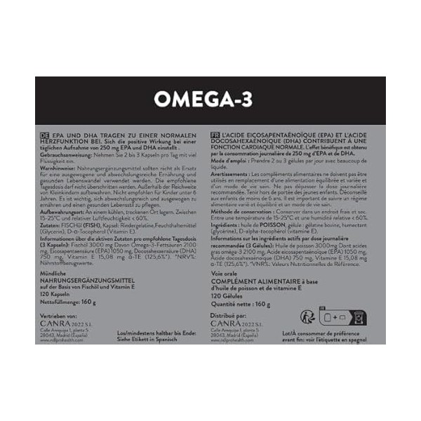 NDL Pro-Health Oméga 3 – Huile de Poisson à Haute Concentration en EPA et DHA – Pour la Santé du Cœur, du Cerveau, de la Vue 