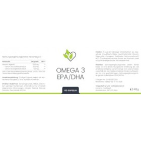 Kardena Health - Lot de 60 gélules végétaliennes Omega 3, hautement dosées, avec EPA/DHA, végétaliennes, sans gluten, sans OG