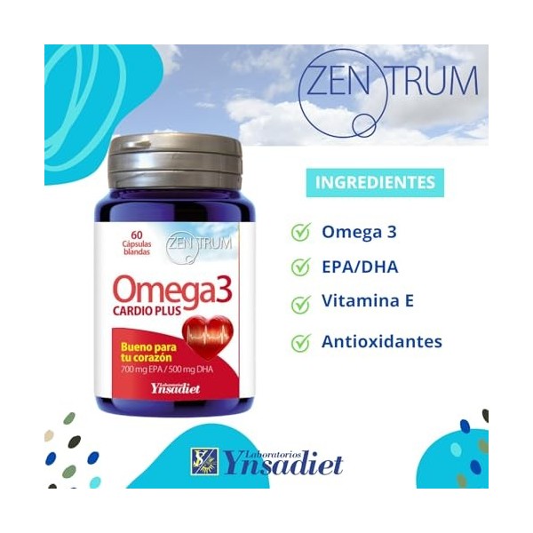 Cardio Plus Omega 3 - Zentrum 60 capsules de Ynsadiet