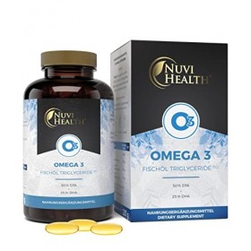 Huile de poisson Premium Oméga 3 1000 mg - 240 gélules triple force : 80% dOméga 3 & sous forme de triglycérides - Haute pur