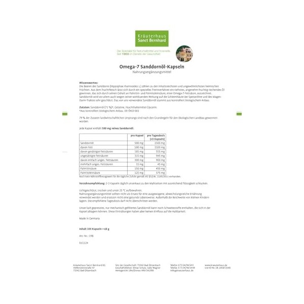 Gélules Huile dargousier oméga-7