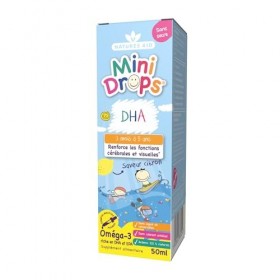 Natures Aid Mini Drops Supplément Liquide Oméga-3 DHA et EPA pour Nourrissons et Enfants, Sans Sucre, 50ml Oméga-3