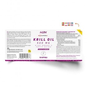 HSN Huile de krill Omega 3 500 mg Superba2 | 120 perles | haute en phospholipides 40 % | EPA et DHA pour cœur et cerveau | 