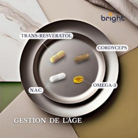 Trans-Resvératrol et NAC + Omega-3 – Gestion du vieillissement, activateur Sirtuin | Support antioxydant puissant, protection