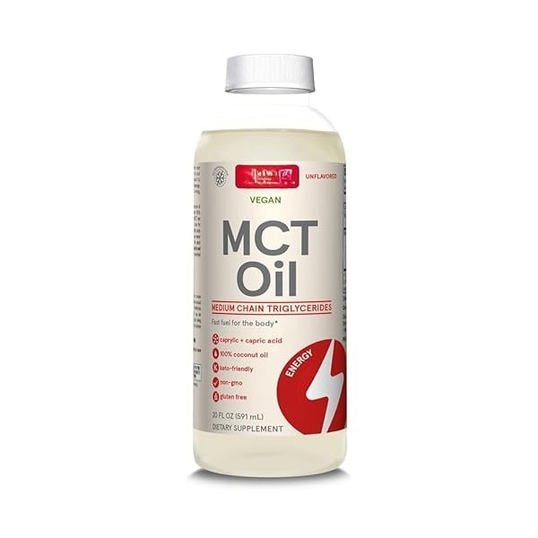 Huile MCT 100 % dérivée de noix de coco - 591 ml - Soutient lénergie et le métabolisme - Non aromatisée