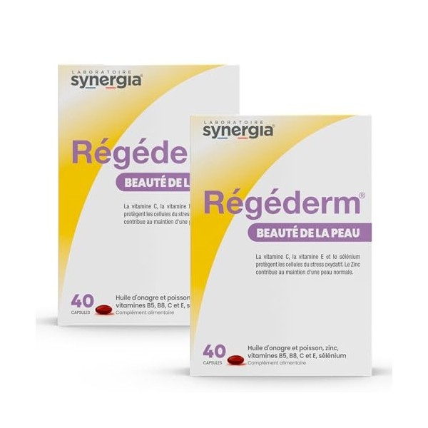 RÉGÉDERM Lot de 2X40 Capsules | Régénère la Peau Sèche et protège la peau des effets du vieillissement | Huile d’onagre riche