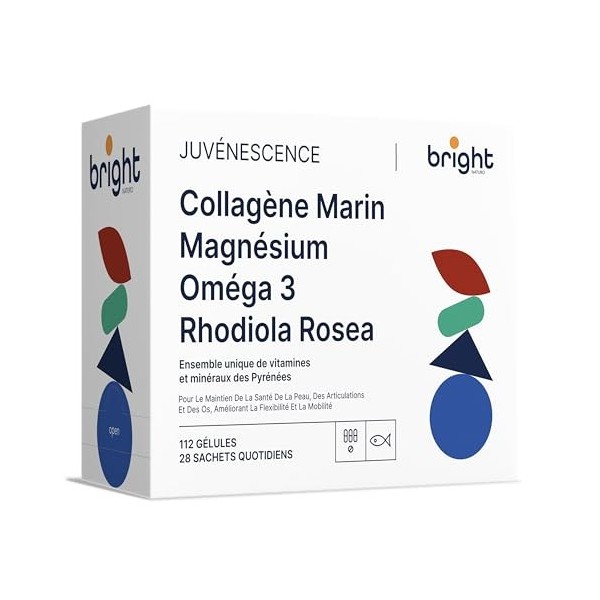 Marine Collagen Hyaluronic Acid + Chelated Magnesium + Omega 3 + Rhodiola Rosea – Gestion de Résilience Cellulaire – 4 Supplé