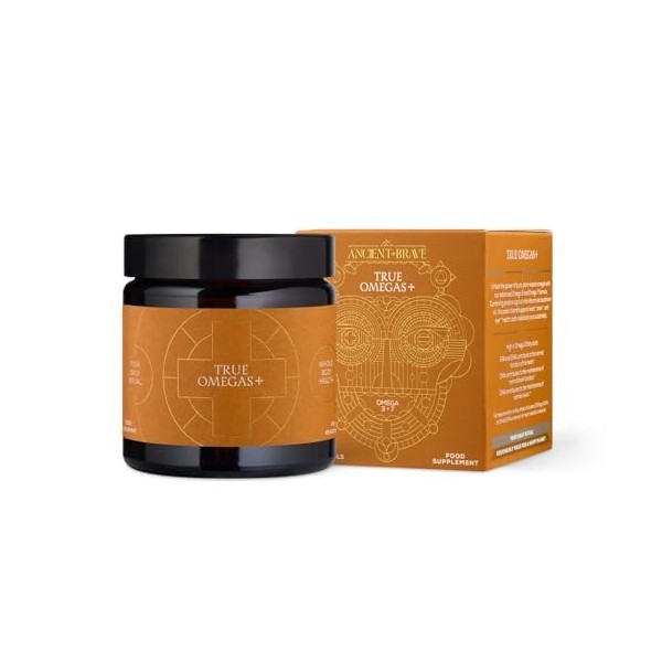 Ancient + Brave True Omegas+ 60 Capsules - Vegan Omega-3 Omega-7 - Sustainable Nutrition Supplement – Plant Based Essential F
