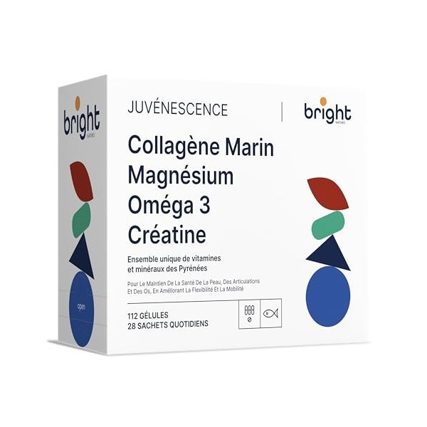 Collagène marin hydrolysé Premium + Acide hyaluronique + Magnésium + Oméga 3 et Créatine - Gestion de l’Âge, 4 Compléments da