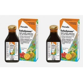 Calcium liquide Saludynam, formule magnésium, zinc et vitamine D, sans gluten, sans lactose, 2 x 250 ml, lot de 2, 500 ml au 