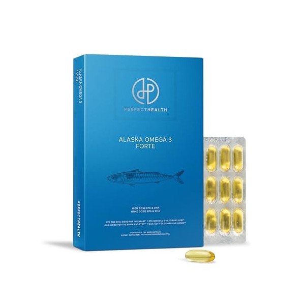 Perfect Health Oméga 3 Gélules Vegan - Haute Concentré 1000mg dHuile de Poisson - 90 Gélules EPA DHA Haute Concentration - A