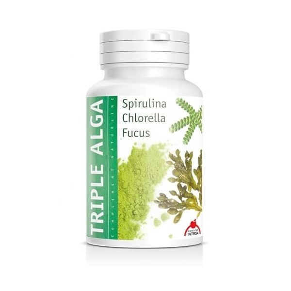 INTERSA TRIPLE ALGA 120cap. – à prendre régulièrement selon la dose conseillée, complément complet proposé en gélules pratiqu
