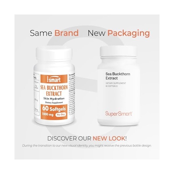 Supersmart - Sea Buckthorn Extract 500 mg - Huile d’Argousier Standardisé à 15% dAcide Palmitoléique - Riche en Acides Gras 