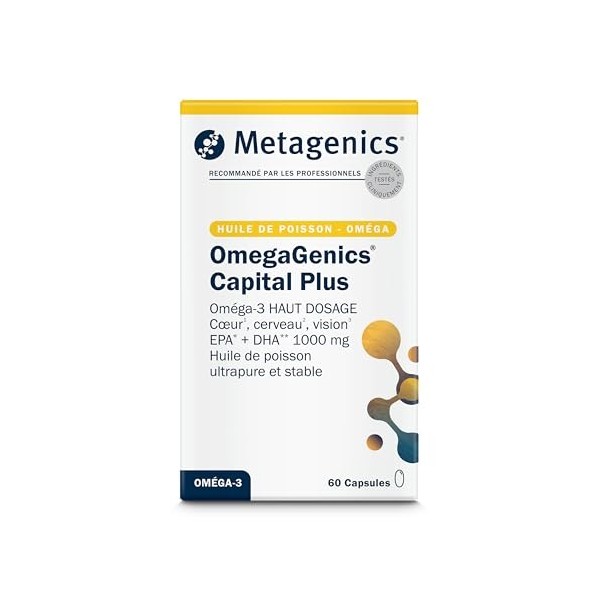 Metagenics OmegaGenics Capital Plus - Oméga-3 EPA & DHA - Soutien du Cœur, du Cerveau et de la Vision - 60 Gélules