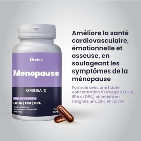 Dreizol by Brudy Lab Ménopause - 8 en 1 - Oméga 3 avec Vitamine B, D et E - Calcium, Magnésium, Zinc, Biotine, Fer... - Aide 