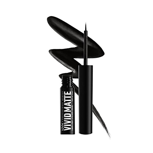 NYX Professional Makeup Eyeliner Liquide Mat & Pigmenté, Sans Transfert, Traits Fins ou Épais, Application Facile, Vivid Matt