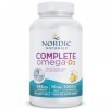 Nordic Naturals, Complete Omega-D3, 565mg, avec Oméga-6, Oméga-9 et Vitamine D3, Haute Dosé, Goût Citron, 120 Capsules molles
