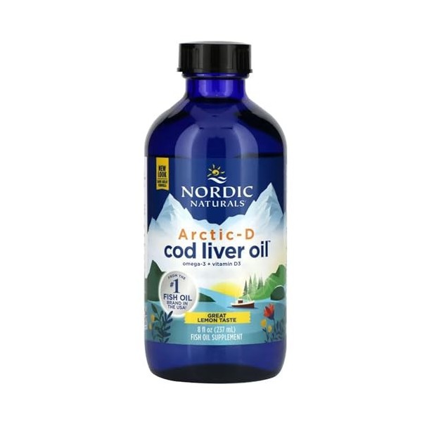Nordic Naturals, Arctic-D Cod Liver Oil, 1060mg dOméga-3 dHuile de Foie de Morue, avec EPA et DHA, Goût Citron, 237ml, Test