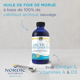 Nordic Naturals, Arctic-D Cod Liver Oil, 1060mg dOméga-3 dHuile de Foie de Morue, avec EPA et DHA, Goût Citron, 237ml, Test