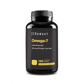 Omega‑7 - Végan - 1200 mg d’Huile d’Argousier dont 300 mg d’Omega‑7 Acide Palmitoléique par Dose Quotidienne - Capsules - 2