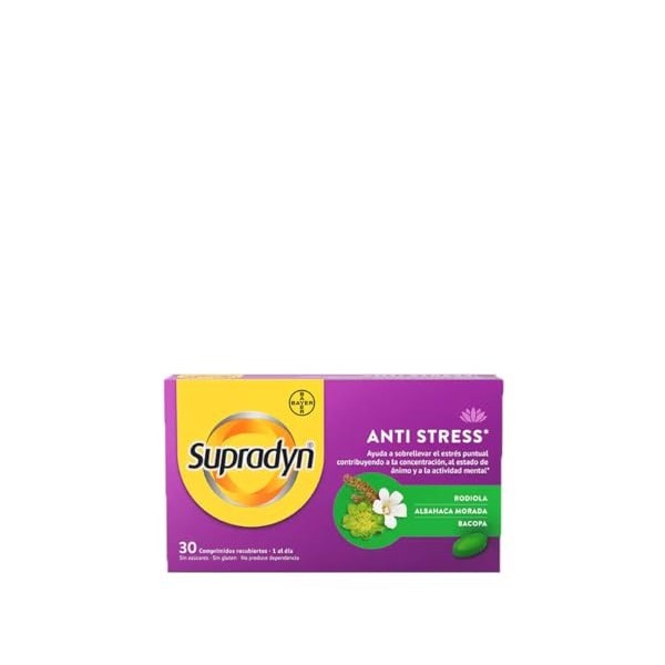 Supradyn Anti Stress avec Rhodiola, Basilic Violet, Bacopa - Support dorigine naturelle contre le stress, aide à la concentr