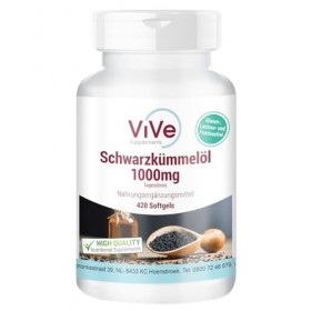 Huile de nigelle 1000mg - 420 gélules - 1000mg par jour - Pressée à froid - Hautement dosée - Avec de lacide linolénique pré