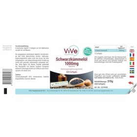 Huile de nigelle 1000mg - 420 gélules - 1000mg par jour - Pressée à froid - Hautement dosée - Avec de lacide linolénique pré