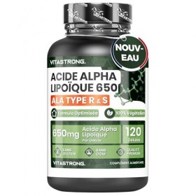 Acide Alpha-Lipoïque avec Oxyde de Zinc 650mg, Formule Optimisée d’Alpha Lipoic Acide Type R & S, Acide R Alpha Lipoique ALA 