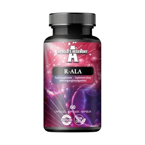 R-Alpha Lipoic Acid 200 mg par gélule - 60 gélules végétaliennes - 2 mois dapprovisionnement - Soutient le métabolisme du gl