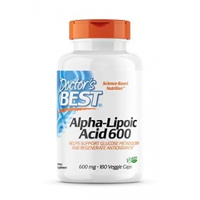 Doctors Best, Alpha-Lipoic Acid Acide Alpha Lipoïque , 600 mg Depot, 2-Day-Dose, 180 Capsules, Hautement Dosé, Testé en Lab