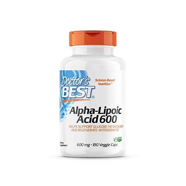 Doctors Best, Alpha-Lipoic Acid Acide Alpha Lipoïque , 600 mg Depot, 2-Day-Dose, 180 Capsules, Hautement Dosé, Testé en Lab
