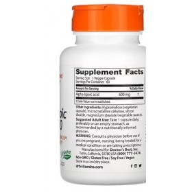 Doctors Best - Acide alpha-lipoïque | 600 mg - 60 gélules végétaliennes aux propriétés antioxydantes