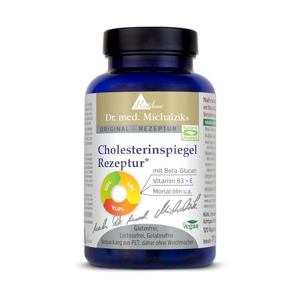 Cholestérol Regulat Dr. med. Michalzik - 120 gélules - Acide lipoïque r-alpha sodium, lycopène, extrait de thé vert, monacoli