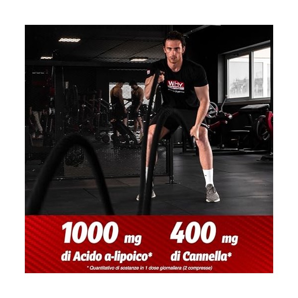 WHY SPORT LIPOIC 1000 - Acide alpha-lipoïque 1000 mg à haute dose - Complément alimentaire avec cannelle et chrome - 60 compr