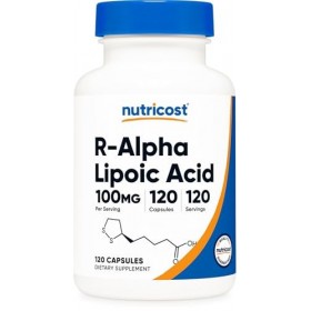 Nutricost Acide lipoïque R-Alpha 100 mg, 120 gélules – Capsules végétariennes, sans OGM, sans gluten