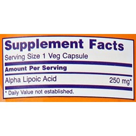 NOW Foods Acide alpha-lipoïque VCaps, 250 mg, 120 unités