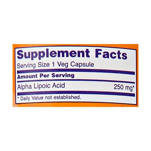 NOW Foods Acide alpha-lipoïque VCaps, 250 mg, 120 unités