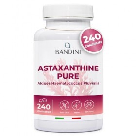 Bandini® Astaxanthine 240 comprimés 8 mois | Pure 8 mg dAlgue Marine Haematococcus Pluvialis | Concentration & Biodisponib