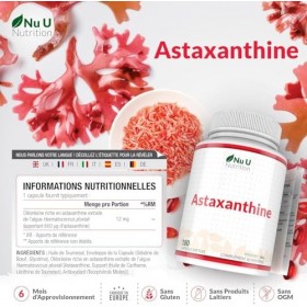 Astaxanthine 12mg - 180 Softgels de Forte Puissance - Approvisionnement 6 Mois - Supplément Antioxydant Puissant - Astaxanthi