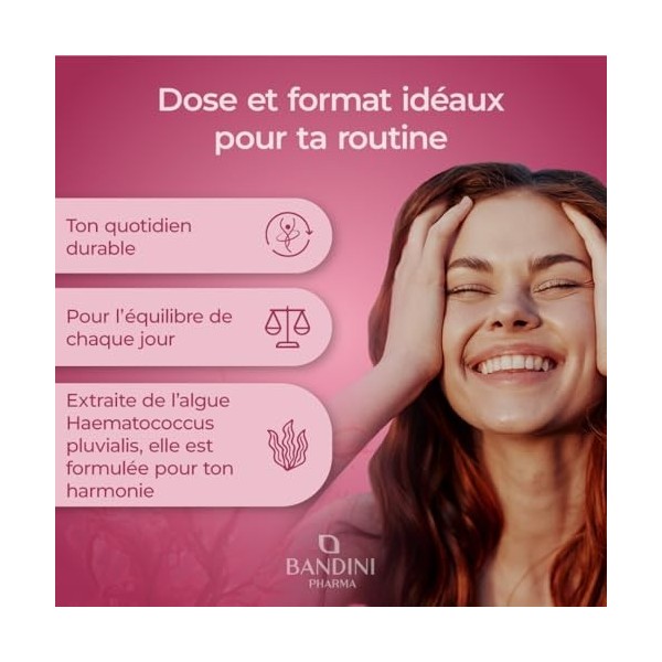 Bandini® Pure Astaxanthine 90 gélules | Puissant antioxydant naturel issu de lalgue Haematococcus Pluvialis - Astaxanthin na ...