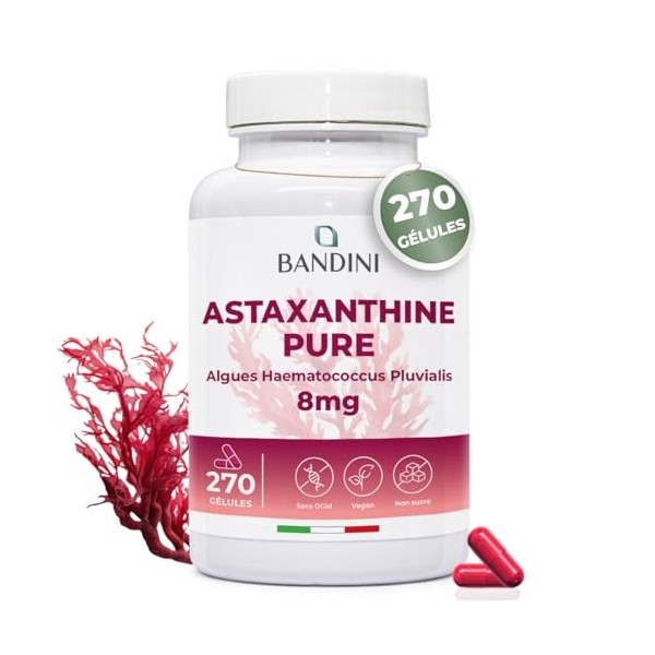 Bandini® Pure Astaxanthine 90 gélules | Puissant antioxydant naturel issu de lalgue Haematococcus Pluvialis - Astaxanthin na ...